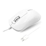 Macally USB Wired Computer Mouse for Mac and PC - Simple, Clean, and Effective - White Wired Mouse with 5ft Cable, 3 Buttons, and 1000 DPI Sensor - Plug and Play Wired Mice for Mac