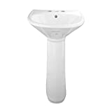 Ondine 16 Inch Pedestal Sink - Compact White Sink With Overflow And Pre-Drilled Holes - Heavy Duty Grade A Vitreous China Built - Porcelain Scratch And Stain Resistant - Renovators Supply