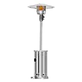 Outdoor 48000 BTU Propane Heater Stainless Steel Gas Patio Heater Commercial & Residential Heating Floor-Standing Burner w/ Wheels Party Porch & Deck Heater w/ Auto Shut-off Tilt Valve Device