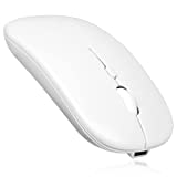 2.4GHz & Bluetooth Mouse, Rechargeable Wireless Mouse for Samsung Galaxy Tab A 10.1 (2019) Bluetooth Wireless Mouse for Laptop / PC / Mac / iPad pro / Computer / Tablet / Android - White