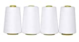 Mandala Crafts 4 Pack of Serger Threads White Threads for Sergers Machine - Sewing Thread Cones Thread for Overlock Thread Quilting - 40S/2 24000 Yds Polyester Thread Spools