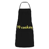 Alexyuk Runescape Osrs 99 Cooking Adjustable Bib Apron with Large Pockets - Extra Large Cooking Kitchen Aprons for Women Men Waterdrop Resistant Black Apron for Chef BBQ Painting