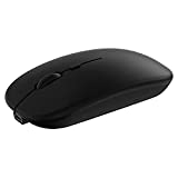 Wireless Bluetooth Mouse for Apple iPad iPhone MacBook Android Samsung Tablet Phone Dual-Mode Rechargeable 2.4G Portable Computer Mice for Windows Laptop Notebook PC Mac Desktop USB Receiver (Black)