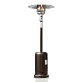 BELLEZE 48,000 BTU Outdoor Propane Heaters for Patio, CSA Certified Outdoor Heaters with Safety Auto Shut Off Valve, Piezo Ignition System, Wheels for Portable Mobility, Hammer Finished - Bronze