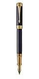 PARKER Duofold Centennial Fountain Pen, Prestige Blue Chevron, Medium Solid Gold Nib, Black Ink and Convertor (1931370)