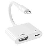 HDMI Adapter for iPhone to TV, 1080p HD Digital AV Adapter ( No Need Power, Plug and Play), Sync Screen Converter Adapter Compatibility with iPhone 14 13/12/11/X/8/iPad/to HDTV, Projector, Monitor