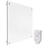EconoHome Wall Mount Space Heater Panel 2023 Model - with Thermostat - 400 Watt Convection Heater - Ideal for 120 Sq Ft Room - 120V Electric Heater - Overheat Protection (White)