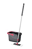 Rubbermaid Microfiber Flat Spin Mopping Floor Care System with Wringer Bucket (2104526), Red