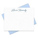 Fairmont & Grove Paper Co. Personalized Note Cards and Envelopes Stationery Set for Ladies Customized with Name in Script Font, Choose Ink & Envelope Colors