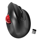 Wireless Trackball Mouse, MICROPACK Ergonomic Mouse with Trackball, Rollerball Mice with 3 Adjustable DPI, Easy Thumb Control, Compatible for PC, Laptop, Mac, Windows - Black Red