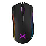 DELUX RGB Gaming Mouse Wired with 4000 DPI, 7 Programmable Buttons and Pro Game Software, Ergonomic Optical Gaming Mice for Windows PC Gamer Laptop Computer (M625BU(3050)-Black)