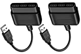 PS2 Controller to USB Adapter Converter, 2 Pack Compatible with PS1/PS2 Controller Gamepad to PS3/PC Controller No Need Driver