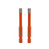 BGTEC Dry Diamond Drill Bits 2pcs 1/4' with Quick Change Hex Shank for Granite Porcelain Tile Ceramic Marble