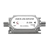 SaferCCTV Satellite 20Db Gain Inline Amplifier 950-2150MHZ Satellite Signal Booster Replacement for Dish Network Antenna AMP Directv FTA RG6 Cables