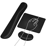 Keyboard Wrist Rest + Mouse Pad + Mouse Wrist Rest Support Set, Memory Foam, Easy Typing Pain Relief, 3Pcs Keyboard Mouse Pad Set for Computer, Laptop, Home & Office (SKK-330)