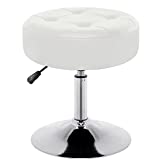 Fefances White Vanity Stools PU Leather Round Ottoman Makeup Stool Vanity Chair Bathroom Chairs for Vanity Swivel Seats with Height Adjustment Chair