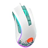 XVX G705 Wired Gaming Mouse, RGB Backlit PC Gaming Mouse with Adjustable 12000DPI/7 Programmable Buttons, Gamer Computer USB Mouse for Windows Mac Laptop PC, Coral Sea Theme