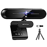 DEPSTECH 4K Webcam, DW40 Webcam with Microphone Autofocus HD Web Camera with Sony Sensor, Privacy Cover & Tripod, Plug and Play USB 8MP Camera Computer Streaming Webcam for Laptop PC/Video Call/Zoom