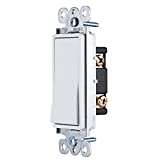 GE Grounding Paddle Rocker Switch, Single Pole, In Wall On/Off Power Switch Replacement for Ceiling Fans & Lights, 15 Amp, Great for Home, Office & Kitchen, UL Listed, White, 50726