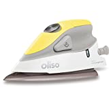 Oliso M2 Mini Project Steam Iron with Solemate - for Sewing, Quilting, Crafting, and Travel | 1000 Watt Dual Voltage Ceramic Soleplate Steam Iron, Yellow