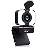 Webcam with Microphone, 4K HD USB Webcam with Privacy Cover for Desktop PC Laptop, Plug & Play, Streaming Video Web Camera for Conferencing Zoom Online Classes Gaming