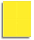 Blank Colored 4-up Postcard Paper by Desktop Publishing Supplies - 25 Sheets / 100 Postcards Pack - Printable with Laser or Inkjet Printer - USPS Approved Size - Plain Matte Cardstock (Bright Yellow)