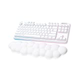 Logitech G715 Wireless Mechanical Gaming Keyboard with LIGHTSYNC RGB, LIGHTSPEED, Linear Switches (GX Red), and Keyboard Palm Rest, PC/Mac Compatible - With $20 SIMS Spa Day Game Pack - White Mist