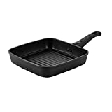COOKER KING 10 inch Nonstick Square Grill Pans Induction For Stove Tops With Detachable Snap-on Handle, Square Skillet, 100% APEO & PFOA Free, Bacon Pan, Dishwasher Safe, Oven Safe, 10'' - Black
