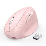 Holkonbe Ergonomic Vertical Mouse, Wireless 2.4GHz Rechargeable Ergonomic Vertical Mouse Optical Mice with Adjustable DPI 1000/1600/2400, Reduce Wrist Strain