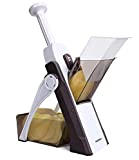 SupMaKin Safe Mandoline Slicer, Upright Vegetable Potatoes Slicer Chopper, Julienne + Dicer, Thickness Adjuster for Kitchen Fast Meal Prep -Brown