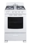 Summit RG244WS 24'' Freestanding Gas Range with 2.9 cu. ft. Oven Capacity Electronic Ignition High Backguard Broiler Drawer Continuous Grates and Safety Brake System for Oven Racks in White