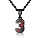 AIAINAGI Baseball Number Necklace for Boy 00-99 Athletes Jersey Number Necklace Stainless Steel Chain Baseball Charm Pendant Personalized Baseball Gift for Men（03）