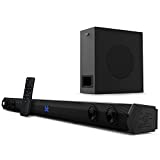 Pyle 2.1 Channel TV Soundbar Speaker Stereo System w/Wireless subwoofer Powerful, Built-in Bluetooth Technology - for TV, Theater, Audio, 500W 35'' w/Remote Control, Supports 4K, HDMI TV's - PSBV28HB