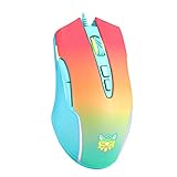 SIMGAL RGB Gaming Mouse Wired, USB Optical Computer Mice with RGB Backlit, 6 Adjustable DPI Up to 6400, Ergonomic Gamer Laptop PC Mouse with 7 Programmable Buttons for Windows Vista Linux (Morandi)