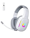 Jeecoo G80 Wireless Gaming Headset - 7.1 Surround Sound, Detachable Noise Canceling Mic, Low Latency 2.4G Wireless Gaming Headphones, Shining RGB - Works with PS4 PS5 PC Laptop Computers