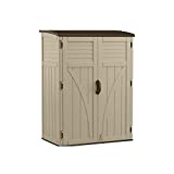 Suncast 54 Cubic Ft. Vertical Resin Outdoor Storage Shed, Sand, 52” x 32.5” x 71.5'