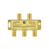 GE Digital 4-Way Coaxial Cable Splitter, 2.5 GHz 5-2500 MHz, RG6 Compatible, Works with HD TV, Satellite, High Speed Internet, Amplifier, Antenna, Gold Plated Connectors, Corrosion Resistant, 33527