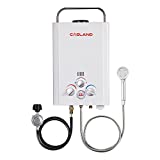 Tankless Water Heater, GASLAND Outdoors BE158 1.58GPM 6L Outdoor Portable Gas Water Heater, Propane Water Heater, Overheating Protection, Easy to Install, Use for RV Cabin Barn Camping Boat, White