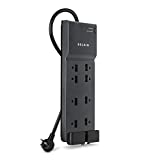 Belkin Power Strip Surge Protector - 8 AC Multiple Outlets & 12 ft Long Flat Plug Heavy Duty Extension Cord for Home, Office, Travel, Computer Desktop, Laptop & Phone Charging Brick (3,550 Joules)