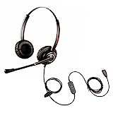 Emaiker USB PC Headset with Noise Cancelling Microphone Office Call Center Headphones USB with Mic Mute for PC Laptop Skype Teams Zoom Meeting Dragon Dictation Webinar Office Home Work