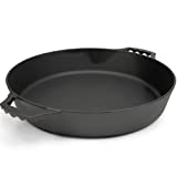 Bruntmor Pre-Seasoned Cast Iron Grill Pan for Outdoor/Indoor Cooking. 16' Large Skillet with Dual Handles Durable Frying Pan. Deep Pan with 2 Large Loop Handles, Camping Skillet, Fry Pan - 3' Deep