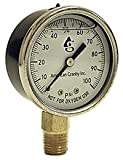 Water Well Pump Liquid Filled Side Lower Mount Pressure Gauge 0 to 100 PSI, 1/4' MNPT