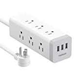 Power Strip Surge Protector with USB, TESSAN 6.5 FT Extension Cord with 9 Outlets 3 USB Ports 1050J, 3 Prong Flat Plug Mountable Desk Charging Station 15A 1875W for Indoor, Office, Dorm Essentials