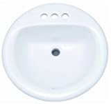PROFLO PF194RWH PROFLO PF194R Rockaway 19' Circular Vitreous China Drop In Bathroom Sink with Overflow and 3 Faucet Holes at 4' Centers
