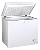 Koolatron Large Chest Freezer, 7.0 cu ft (195L), White, Manual Defrost Deep Freeze, Storage Basket, Space-Saving Flat Back, Stay-Open Lid, Front-Access Drain, for Basement, Laundry Room, Cottage