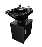 Tilting Black Ceramic Beauty Salon Shampoo Bowl Salon Sink with Shampoo Cabinet TLC-B33TILT-C