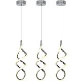 Pendant Light, Integrated LED Kitchen Lighting, 12.5W(40 Watt Equivalent), CRI 90+, with Chromed Finished, ETL Listed, Ceiling Pendant Light Fixture for Kitchen Island Restaurant Kitchen Sink, 3 Pack