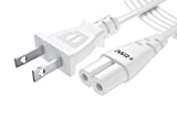 Pwr+ Long 6 Ft 2-Prong AC Wall 2 Slot Power Cord for Samsung LED LCD TV Smart Monitor, Xbox One-S X, PS4 Console Cable White - IEC-60320 IEC320 C7 to NEMA 1-15P