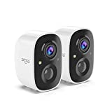 Outdoor Camera Wireless, Dzees Battery Powered WiFi Surveillance Camera for Home Security System with Siren Alarm & Spotlight, Motion Detection, Color Night Vision, IP65 Waterproof Cloud/SD-2-Pack