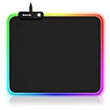 RGB Mouse Pad Gaming Oiamik| Non-Slip Rubber Base Gaming Mousepad Small with 12 Lighting Modes LED Mouse Pads for Home Office Laptop Computer Black 250 X 300mm / 11.8 X 9.8 Inches